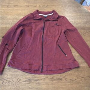 CAbi Red Utility Jacket with Stand-Up Collar and Relaxed Fit